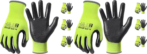 Miniatura 16 de MANUSAGE Guantes de trabajo de nitrilo, ajuste elástico cómodo 3D, agarre potente, pantalla táctil, revestimiento de espuma duradera, flexibles