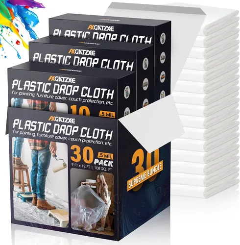 Miniatura 13 de Paños de plástico de 12 x 9 pies (paquete de 6) – Láminas y lonas desechables para pintar, muebles impermeables, sofá/protección del suelo