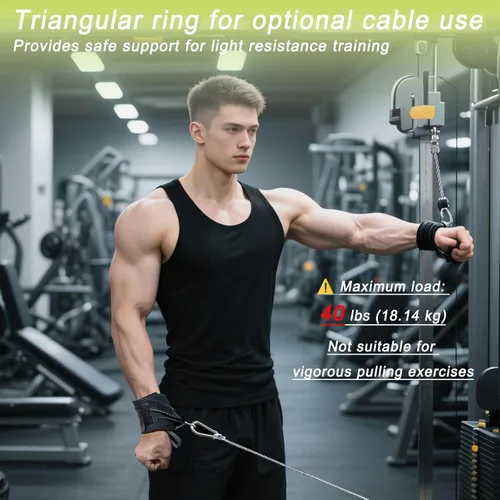 Miniatura 2 de Muñequeras con anillo triangular para levantamiento de pesas, accesorio de cable de gimnasio, correas de soporte de muñeca para entrenamiento