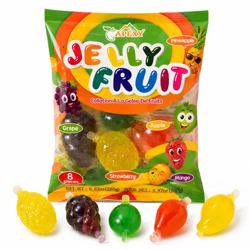 Apexy Jelly Fruit – Jugoso caramelo de gelatina exprimible – Surtido de sabores afrutados, textura divertida y explosiva, bocadillos de gelatina