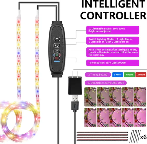 Miniatura 5 de Soporte para plantas de interior con luces de crecimiento, sin cables visibles, estante para plantas de 43 pulgadas de alto para interiores