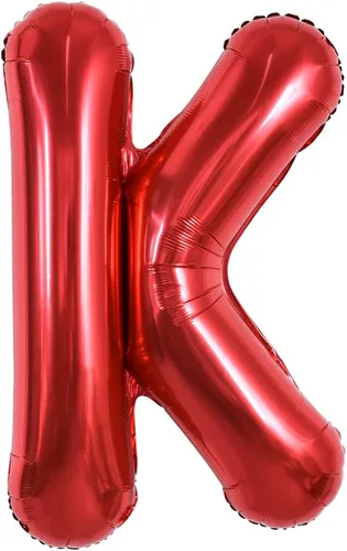TONIFUL Globos de Letras Rojas Brillantes Grandes de 40 Pulgadas A-Z, Globos Gigantes Jumbo de Helio de Papel de Aluminio Mylar Letra K Grande para