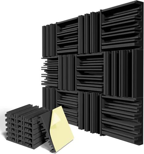 Miniatura 18 de Paquete de 12 paneles de pared insonorizados, paneles de espuma acústica de 12" x 12" x 2" para paredes, panel insonorizante autoadhesivo, paneles