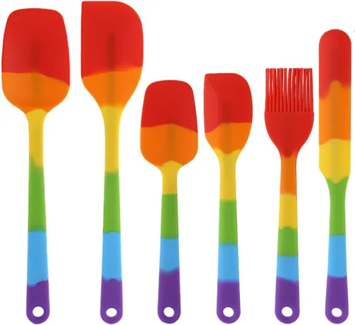 Miniatura 12 de Juego de 6 espátulas de silicona, antiadherentes y núcleo de acero inoxidable, sin BPA, utensilios de cocina aptos para lavavajillas para hornear