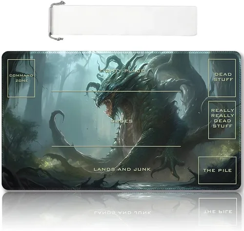 Miniatura 30 de Tapete de juego MTG cosido de alta calidad con zonas y parte trasera de goma antideslizante, tapete de juego TCG para MTG y otros juegos de cartas