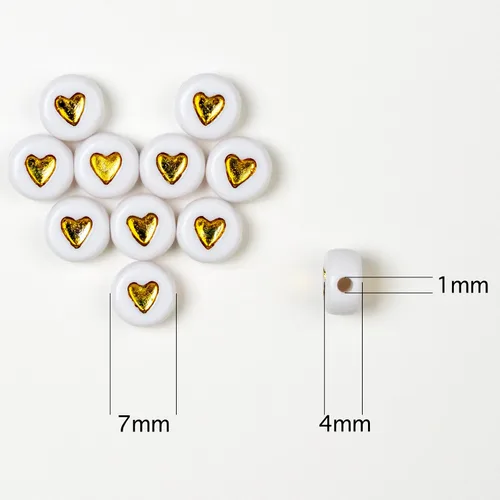 Miniatura 2 de Melius 500 cuentas acrílicas de corazón para pulseras, joyería, manualidades (4 x 7 redondas, corazón dorado)