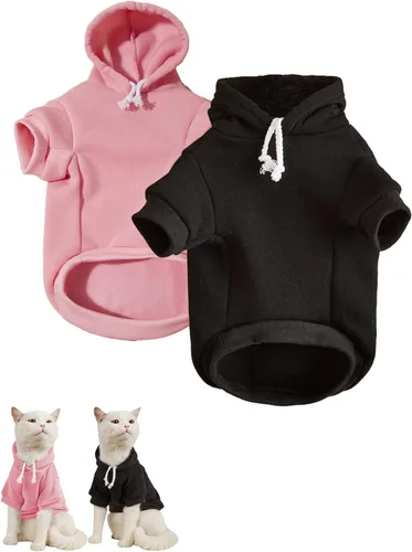 Miniatura 24 de QWINEE Sudadera Básica con Capucha para Perro Suéter para Cachorro Disfraces Cálidos para Gato Ropa para Mascotas para Chihuahua Cachorro Gatito
