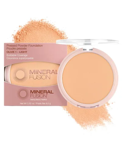 Miniatura 25 de Mineral Fusion Base de maquillaje en polvo prensado, Deep 1, piel media/bronceada con matices dorados, maquillaje de base que desafía la edad