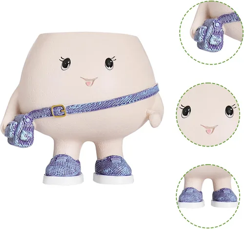 Miniatura 4 de Smily Face Maceta con bonita bolsa de resina para cadena de perlas, macetas únicas para suculentas con agujero de drenaje para plantas