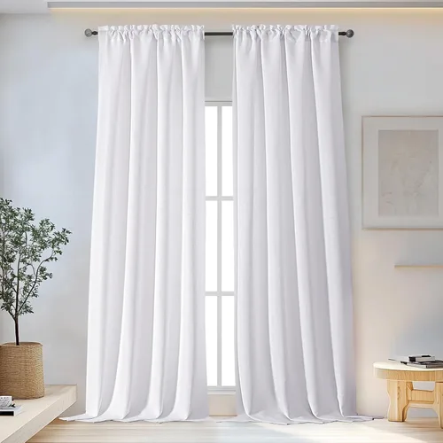Miniatura 29 de OWENIE Bob Juego de 2 Paneles de Cortinas Negras de Cocina para Ventanas de 36 Pulgadas de Largo, Cortinas Cortas de Café con Textura de Lino