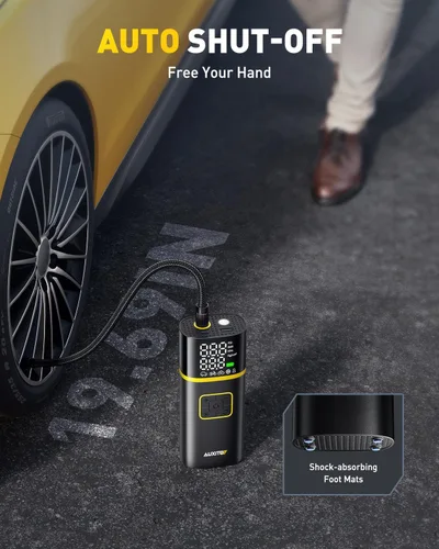 Miniatura 9 de AUXITO Compresor de aire portátil para inflado de neumáticos, bomba de bicicleta de 150 PSI, inflado rápido de 1 minuto con medidor de presión