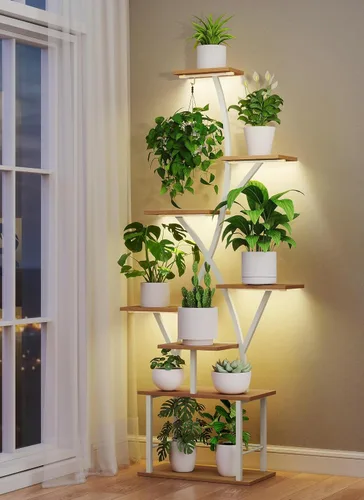 Miniatura 13 de Quikraen Soporte para plantas de interior con luces de cultivo de 64 pulgadas de alto, estante de plantas iluminado en esquina para cultivo