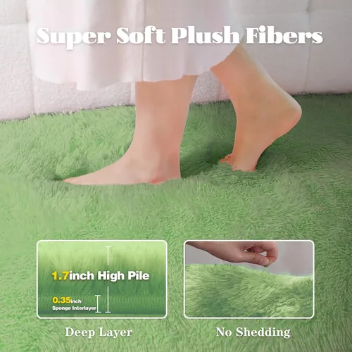 Miniatura 2 de Alfombra de área de 6x9 pies para sala de estar: Alfombras suaves de pelo largo esponjosas y lavables, alfombra interior de felpa grande y difusa