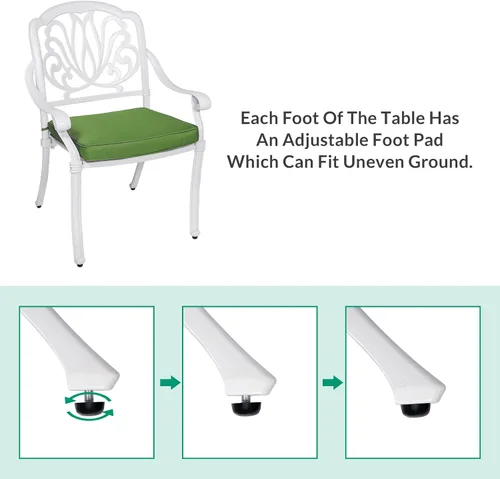 Miniatura 4 de VIVIJASON Sillas acolchadas de 2 piezas para exteriores, sillas de comedor de aluminio fundido para patio, juego de sillas de bistró para balcón