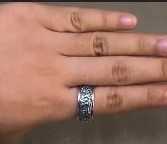 Miniatura 3 de Anillo giratorio de plata con estrella de David Anillo pesado giratorio de estrella de 0.354 in para hombre Joyería de plata de ley 925