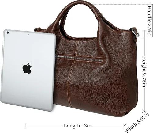 Miniatura 7 de Iswee Bolso bandolera de cuero genuino con asa superior para mujer