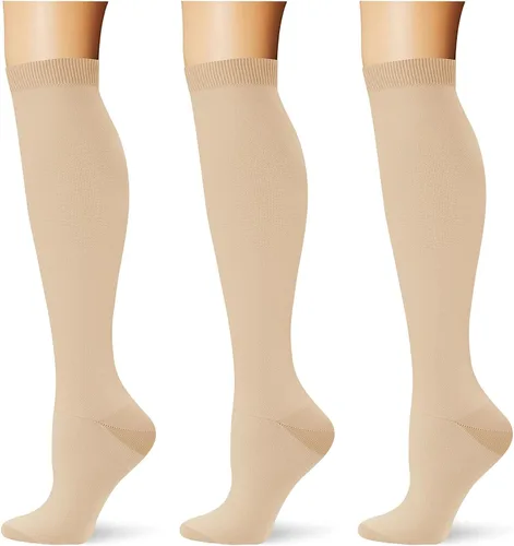 Miniatura 48 de (3 pares) Calcetines de compresión 20-30 mmHg, calcetines largos hasta la rodilla para mujeres y hombres, soporte atlético, para viajes y uso diario