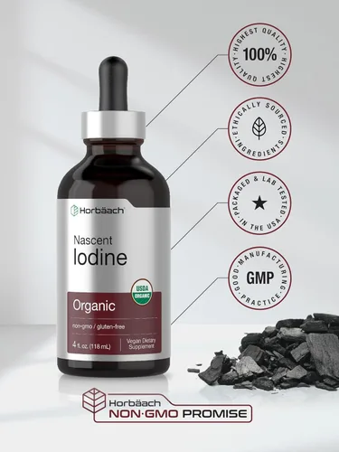 Miniatura 6 de Horbäach Yodo Nascent 325mcg 4oz Suplemento líquido orgánico Vitamina vegana, sin OMG y sin gluten