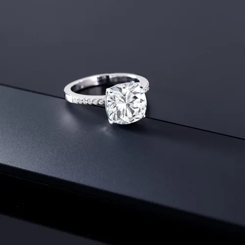 Miniatura 61 de Gem Stone King Anillo de compromiso de plata de ley 925 con piedra preciosa de corte cojín de 0.39 pulgadas Anillo de compromiso de aniversario