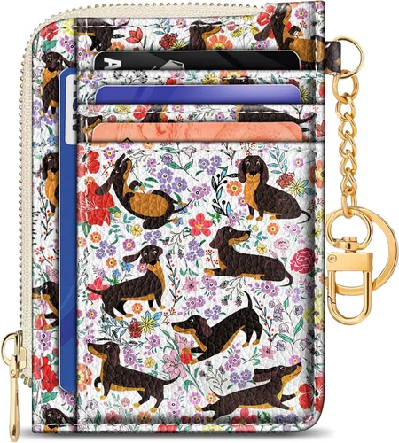 Miniatura 25 de GIANCOMICS Cartera delgada con tarjetero para mujer, funda pequeña con bloqueo Rfid, llavero de bolsillo delgado con cremallera curvada, tarjetero