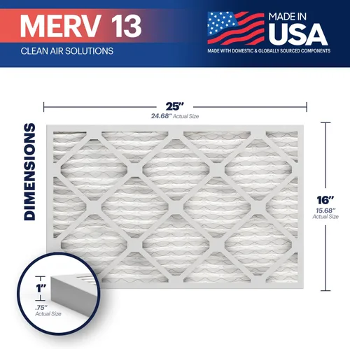 Miniatura 2 de BNX MERV 13 - Filtro de aire plisado electrostático, 16 x 25 x 1 pulgadas (6 piezas), fabricado en EE. UU., filtros de aire HVAC para alergias