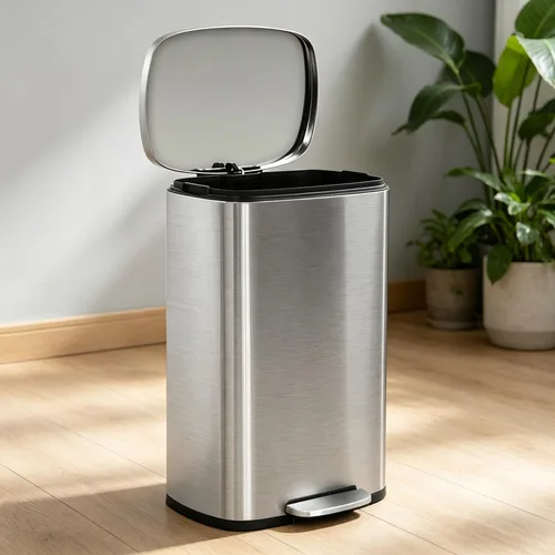 Miniatura 4 de Cubo de Basura con Pedal de Acero Inoxidable de 13 Galones Cubo de Basura de Metal con Tapa Cubos de Basura Grandes para Cocina, Baño, Baño, Oficina