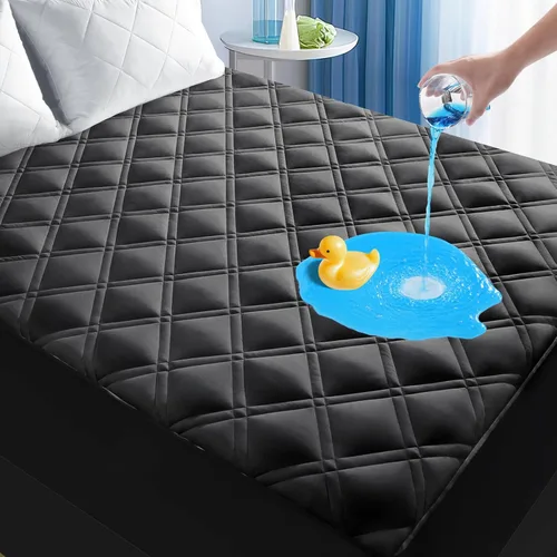 Miniatura 9 de Protector de colchón individual XL, transpirable, impermeable, con bolsillo profundo ajustable de 8 a 21 pulgadas, funda de colchón suave sin ruido