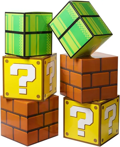 6 cajas grandes de fiesta para fiesta de cumpleaños, caja de tubos de ladrillo para fiesta de juegos, cajas de accesorios de fiesta (11.8 x 11.8