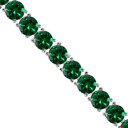Miniatura 2 de B. BRILLIANT Pulsera de plata de ley genuina, creada o simulada de 0.236 in con piedras preciosas redondas para mujer