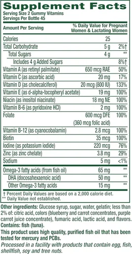 Miniatura 2 de vitafusion PreNatal Gummy Vitamins, sabor a limonada de frambuesa, suplemento vitamínico prenatal para mujeres con folato y DHA, suministro para 45