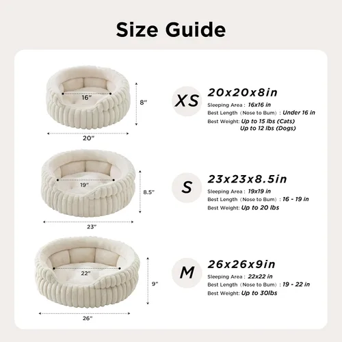 Miniatura 4 de Bedsure ComfyFleece™ - Cama para gatos, lavable y redonda para mascotas para gatos de interior, cama de pana súper suave con parte inferior
