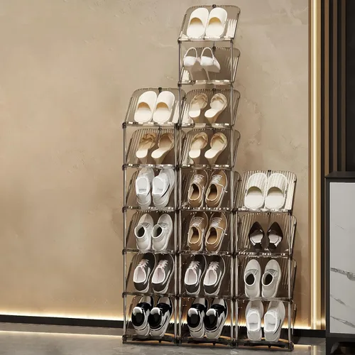 Miniatura 5 de YYW Estante para zapatos estrecho vertical, estante para zapatos para entrada, organizador de almacenamiento de zapatos de esquina para espacios