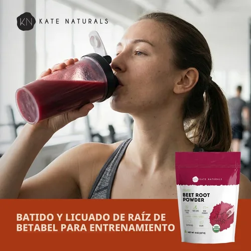 Miniatura 3 de Kate Naturals Polvo de raíz de remolacha orgánica para batidos, hornear y jugo. Superalimento de remolacha cruda y colorante alimentario rojo