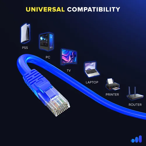 Miniatura 6 de Maximm Cable Ethernet Cat 6 – 7 pies (paquete de 12), LAN de alta velocidad, Internet, parche y cable de red, UTP, 10 Gbps, 550 MHz, color azul