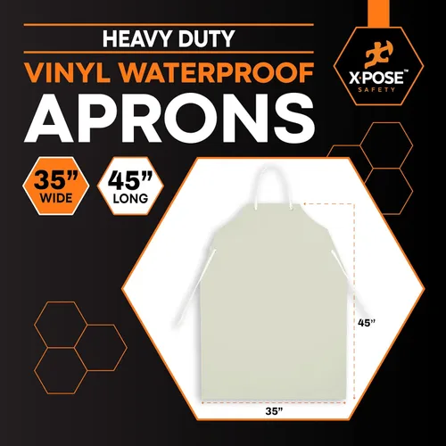 Miniatura 3 de Xpose Safety Heavy Duty Vinyl Waterproof Aprons, White - For Home, Industrial and Commercial Use - Chemical Resistant Blanco
