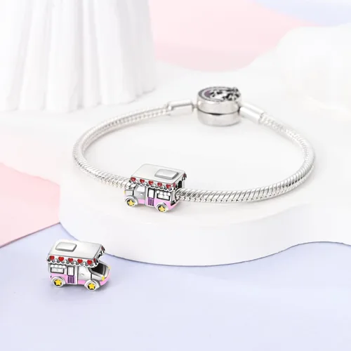 Miniatura 121 de MULA - Dijes de plata de ley 925 para pulseras y collares, colgantes de letras para la familia, cuentas de viaje en avión, dijes de árbol