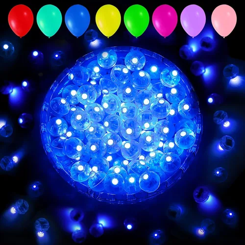 Miniatura 36 de Aogist 100 luces de globo Mutilcolor, luz de bola pequeña impermeable de largo tiempo de espera, lámpara LED redonda para linterna de papel, fiesta