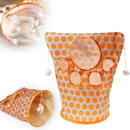 Miniatura 9 de AIIONP Bolsa de túnel para gatos, tubos interactivos para gatos para mascotas, sonido de arena, bola de felpa, ideal para razas medianas y pequeñas