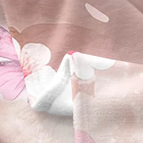 Miniatura 5 de Erosebridal Manta de Tiro de Caballo Blanco Manta de Vellón de Flor de Cerezo Rosa y Mariposa, Mantas y Tiros de Animales de Granja Caballo 40"X50