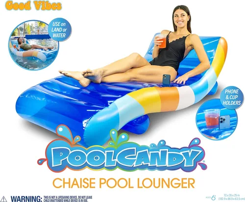 Miniatura 8 de PoolCandy Tumbona flotante Good Vibes. El último flotador inflable 2 en 1 lujoso y duradero; es una silla lounge en tierra o en agua.