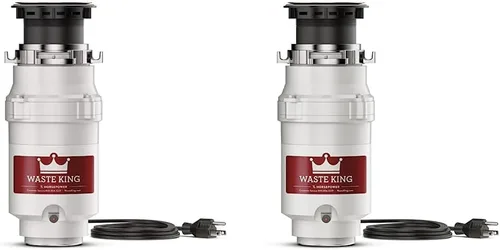 Waste King L-1001 Triturador de basura con cable de alimentación, 1/2 HP y triturador de basura L-111 con cable de alimentación, 1/3 HP, gris