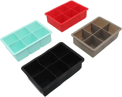 Miniatura 3 de Bandeja de cubitos de hielo de silicona con forma cuadrada, molde para cubitos de hielo de 6.5 x 4.5 x 2.0 in, grado alimenticio, 6 barras de 02