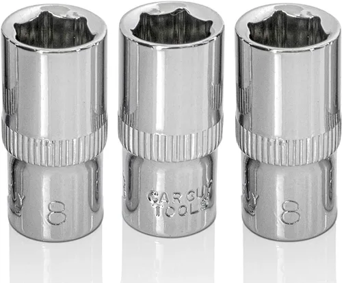 BRAZEN Paquete de tres enchufes de 0.315 in (unidad de 1/4 pulgadas, 6 pt, poco profundo)