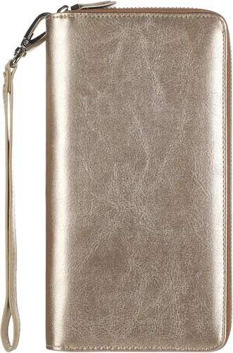 Miniatura 42 de Lavemi Pequeña cartera compacta para mujer, con bloqueo RFID, de piel auténtica, plegable, con ventanas de identificación