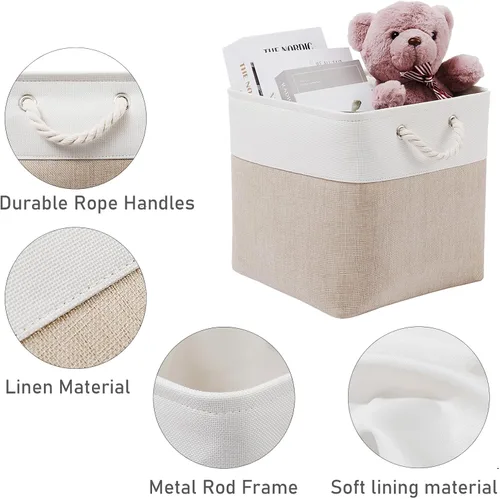 Miniatura 5 de MidmmVick Contenedores de almacenamiento de cubos de 12 x 12 pulgadas, paquete de 6 cubos de almacenamiento plegables grandes de tela con cuerdas