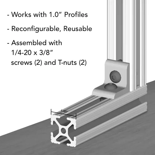 Miniatura 4 de 8020, 4108, 10 Series Aluminio LITE Soporte de esquina interior de 2 agujeros Soporte de ángulo de 90 grados para ranura en T extrusión extrusión