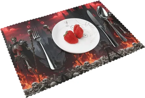 Miniatura 10 de Rectangular Placemats Set of 4, Heat Resistant Dusk Carnation Printed Kitchen Dining Table Mats