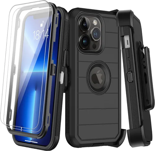 Miniatura 23 de KECAI Funda para iPhone 13 Mini con Protector de Pantalla Integrado, Funda con Clip para Cinturón, Resistente de Servicio Pesado a Prueba de Golpes