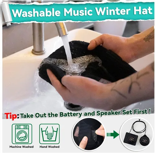 Miniatura 7 de Juego de gorro de música inalámbrico, gorro de invierno, gorro Bluetooth con cubiertas para las orejas, guantes antideslizantes para pantalla
