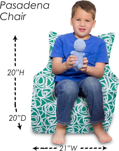 Miniatura 3 de Posh Creations - Puf con asiento estructurado para niños y niñas, cómodo para jugar, leer y ver televisión, silla Pasadena, de lona - Rosas menta